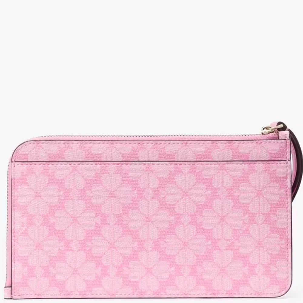 Kate Spade Wristlet Pink Clutch Pebbled Leather with Spade Flower Pattern NWT